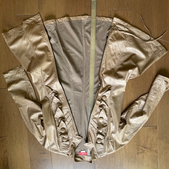 Fit and flare jacket mid length Tan Faux Leather - Picture 4 of 14